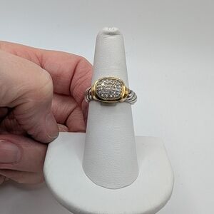 David Yurman SS/18kt Gold Noblesse Pave Diamond Ring